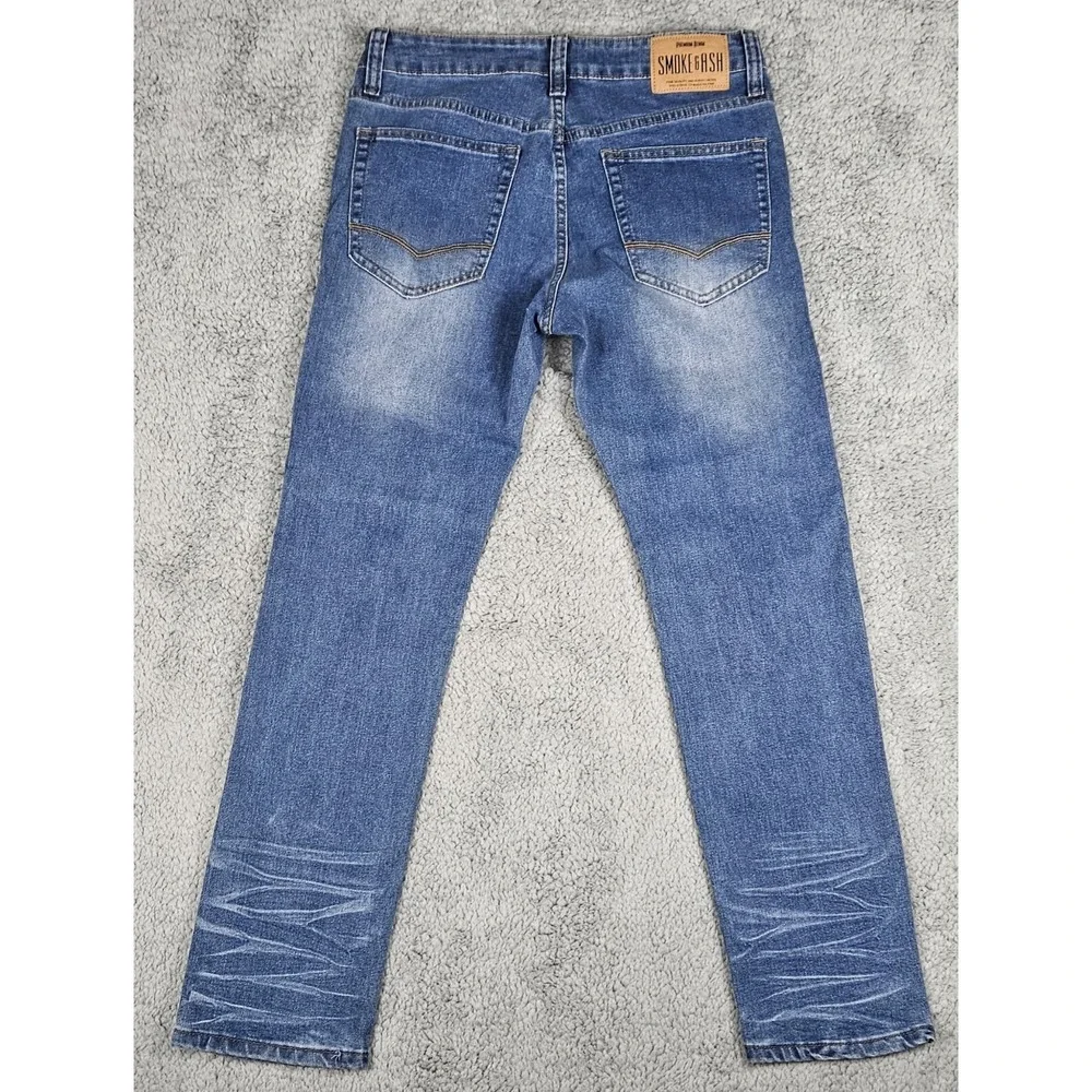 Smoke & Ash Men's Patchwork Distressed Skinny Jeans Stretch Denim 30x30